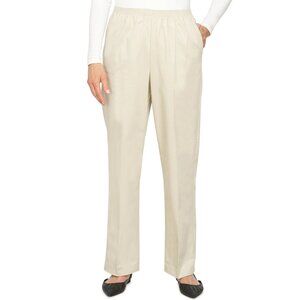 Alfred Dunner Classics Petite Ivory Pull-On Pants Elastic Waistband Sz 10P NWT